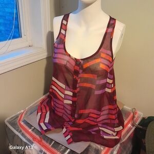 GARAGE Striped Sleeveless Top - Purple and Pink